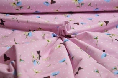 Jersey | Schmetterlinge Blumen | rosa
